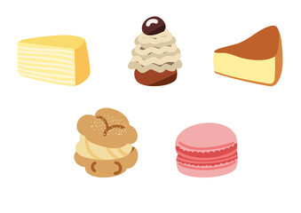 かわいいケーキセットのイラスト
