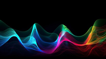 abstract waves neon colors, desktop background - generative ai