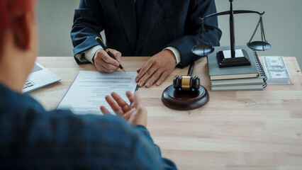 Lawyer accepting bribe concept for signing legal contract approval, rights of liberty, bribery,...