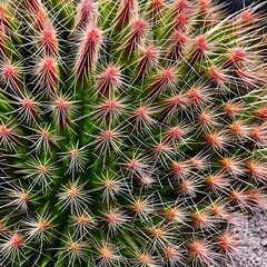 Naklejka na ściany i meble A prickly and rough texture with cactus needles and thorny bushes2, Generative AI