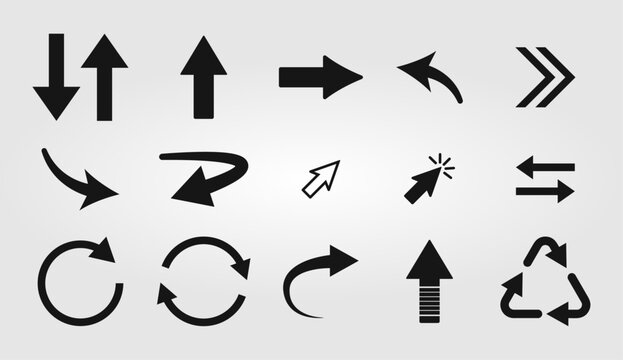 set of arrows black arrow set icons modern simple arrows circle arrow icon recycle icon