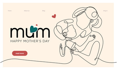 Happy mothers day illustration with woman holding a Flowers. Thank you card with blooming flowers. Use for Boarding Pass, birthday card, invitations, Birthday card Vector illustration