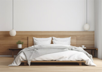 Fototapeta na wymiar closeup simple and comfortable bed in bedroom