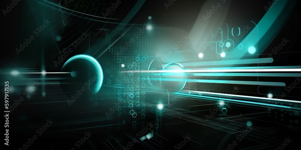 Wall mural abstract background with code and light, generative ai