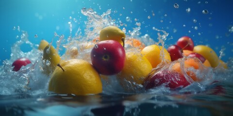 fresh food strawberry vitamin healthy background water fruit drop diet green. Generative AI.