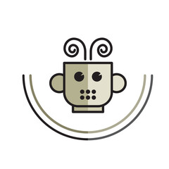 cup of coffee with eyes vector icon