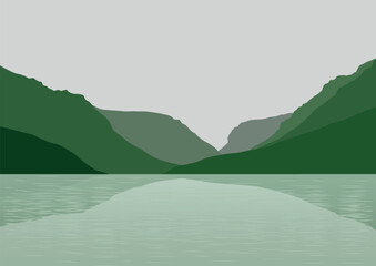 Fototapeta na wymiar beautiful lake and mountains vector illustration design