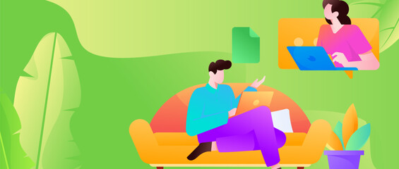 Home interior character scene flat vector concept operation hand drawn illustration
