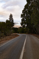 road in the countryside and seaside a view to tunquen beach