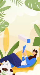 Home interior character scene flat vector concept operation hand drawn illustration
