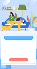 Home interior character scene flat vector concept operation hand drawn illustration
