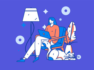 Home interior character scene flat vector concept operation hand drawn illustration
