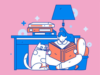 Home interior character scene flat vector concept operation hand drawn illustration
