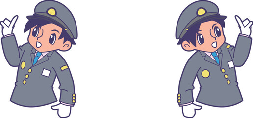 指差呼称する駅員_上半身