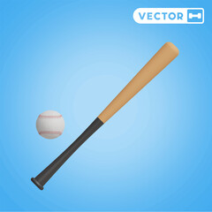 baseball 3D vector icon set, on a blue background