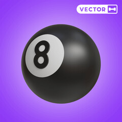 snooker ball 3D vector icon set, on a purple background