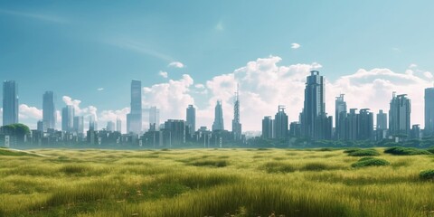 panorama of the city, Created by AI generation, AI generative, Created with generative AI tools