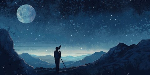 silhouette of a person in the mountains, Created by AI generation, AI generative, Created with generative AI tools