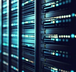 Naklejka premium Servidores Centro de datos Alta tecnología Estantes Cables de red