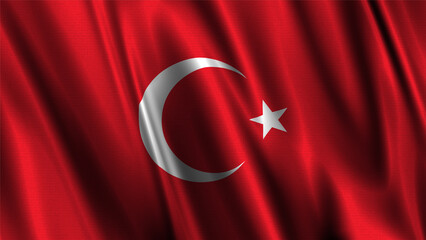 Flag of Turkey, with a wavy effect due to the wind.