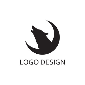 simple black wolf head for logo company