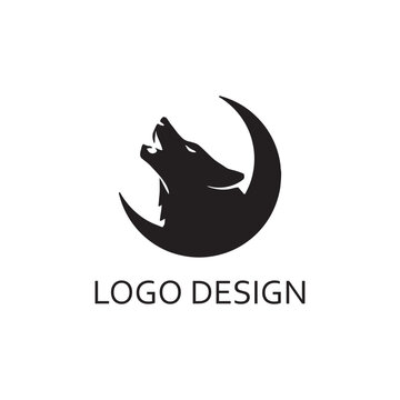 simple black wolf head for logo company