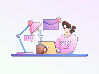 Home interior character scene flat vector concept operation hand drawn illustration
