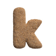 Sand letter K - Small 3d beach font - Holidays, travel or ocean concepts