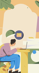 Home interior character scene flat vector concept operation hand drawn illustration
