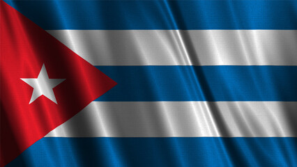 Flag of Cuba, with a wavy effect due to the wind.