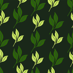 Simple leaves Seamless pattern. Decorative forest leaf endless wallpaper. Organic background.