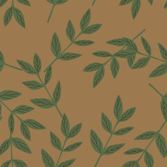 Organic leaves seamless pattern. Decorative forest leaf wallpaper. Botanical background.