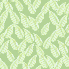 Decorative tropical palm leaves seamless pattern. Jungle leaf wallpaper. Exotic botanical texture.