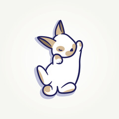 simple little cute rabbit sleeping cartoon flat icon vector Illustration design