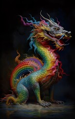 Colorful chinese dragon-Generative AI