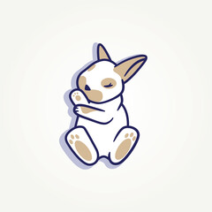 Obraz premium little cute rabbit sleeping cartoon flat icon vector Illustration design