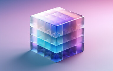 Colorful frosted glass cubes,created with Generative AI tecnology.