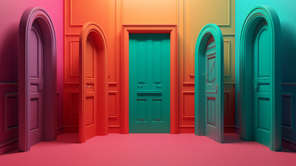 Fototapeta premium colorful door in trending color palette with Generative AI