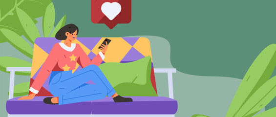 Home interior character scene flat vector concept operation hand drawn illustration
