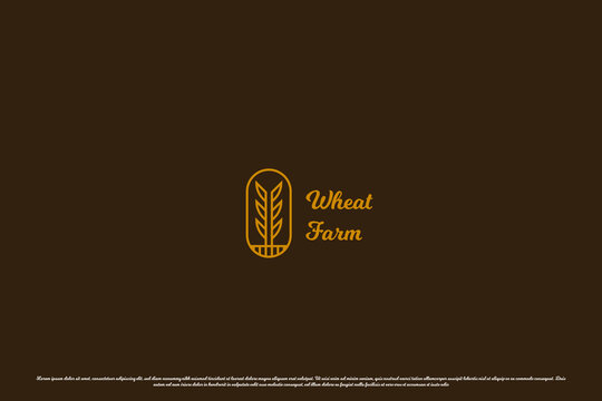 Wheat vintage logo design illustration. Silhouette of wheat crop rice crop rural agriculture. Simple flat minimalistic classic agricultural cereal grain bread nature food processing elegant design.