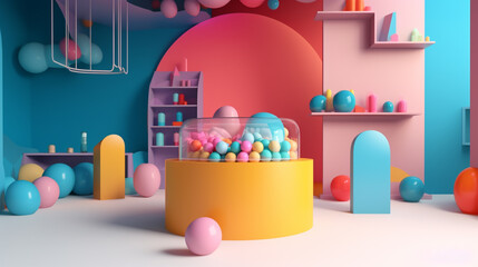 abstract style colorful shop in trending color palette with Generative AI