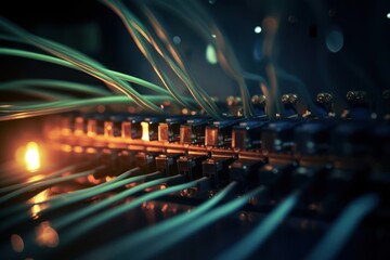 glowing optical fiber cables, generative AI