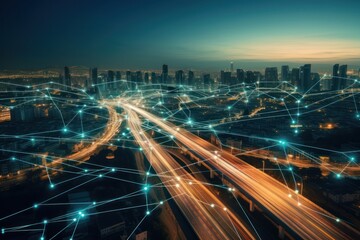Fototapeta na wymiar data transfer highway infrastructure, generative AI