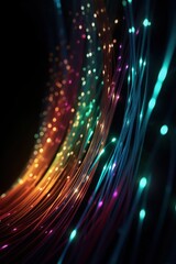Fototapeta na wymiar glowing optical fiber cables, generative AI