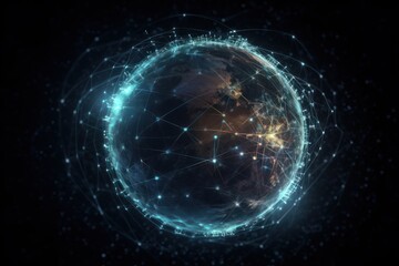 Obraz premium global business communication network, generative AI