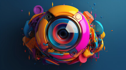 Obraz premium robot eye abstract style in trending color palette with Generative AI