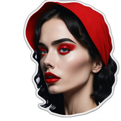 sticker of a woman with red lips, a Tee-Shirt Design, generated by AI