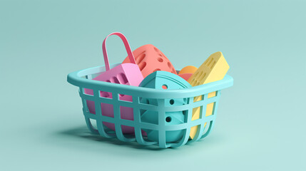 Fototapeta na wymiar cute shopping basket in trending color palette with Generative AI