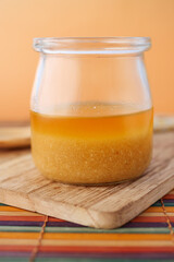 homemade ghee in container on a table ,