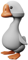 3D illustration render poultry goose gray with orange beak on transparent background